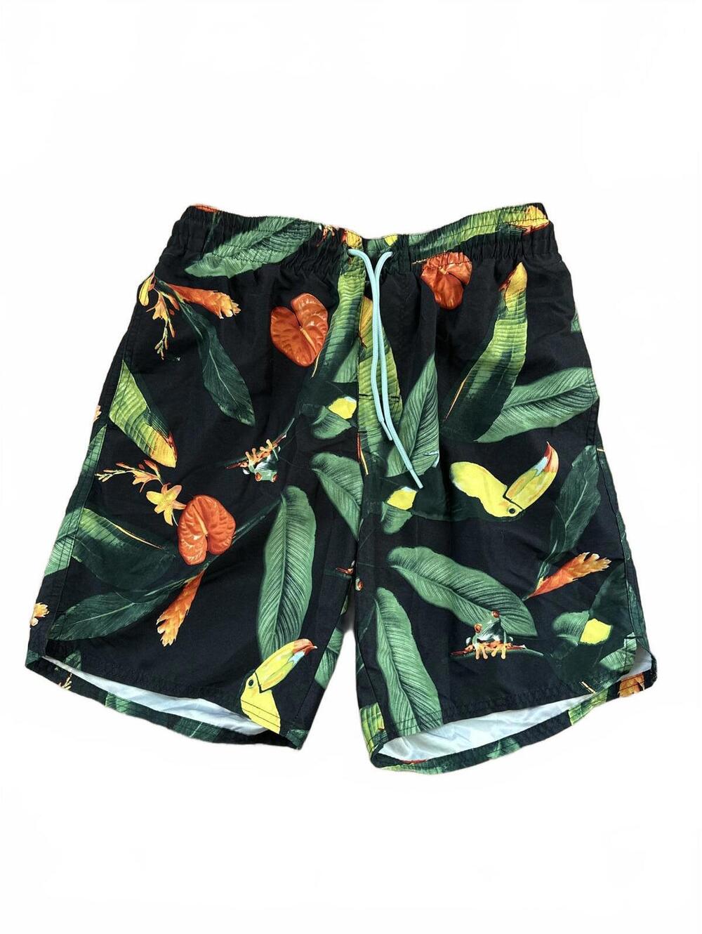 Old Navy Tropical Print Swim Trunks - Black